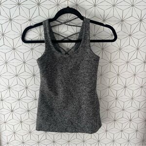 Beyond Yoga Gray Marled Spacedye Lace Back Tank